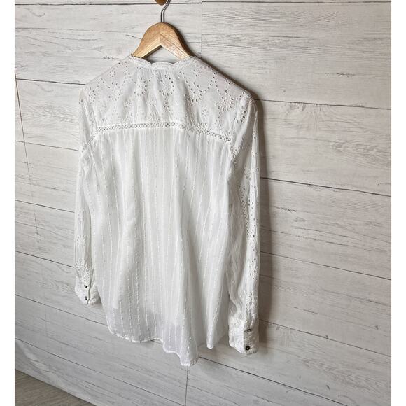 Sundance Top Womens Size Large White Marion Eyelet Button Down 100% Cotton - Picture 14 of 16